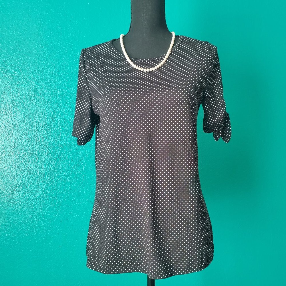 Croft & Barrow Polka Dot Top with Tied Sleeves